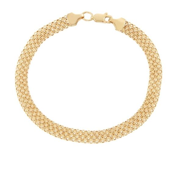 New Solid 925/ 18K Gold Bismark Mesh Chain Bracelet - Picture 6 of 8